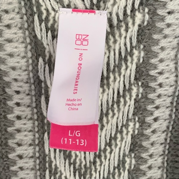 Juniors No Boundaries Open Sweater Cardigan Fringe Long Sleeves Gray Large - Picture 6 of 10